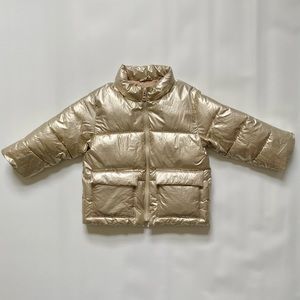 Zara toddler girl blush metallic puffer jacket